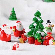 إكسسوارات ديكور سانتا وتمثال الثلج، هدايا عيد الميلاد، زخارف صغيرة من الراتنج لمناظر طبيعية صغيرة