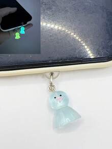 1pc Glow-In-The-Dark Resin Smiling Cat Pendant Phone Dust Plug Charm, Phone Decoration