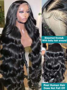 42Inch 250% Density Natural Black Color 13x4 Lace Front Wigs Human Hair Body Wave HD Lace Front Wigs Human Hair Pre Plucked With Baby Hair Natural Color Human Hair Lace Frontal Wigs For Women - Natural Black - Xem 9