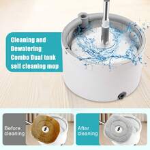 Spin Mop And Bucket Floor Cleaning System,Self Wringing 360° Rotating Clean Mop Head And Bucket Set For Hardwood Tile Marble Floors - 白色 - 查看 3