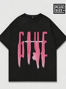 Black T - Shirt With Pink GLUE And CLASSIC INHERITANCE Text,Casual Print,Comfortable And Versatile,Letter Pattern Pure Cotton 220g Printed T-Shirt,Unisex Style - Kiểu 3 - Xem 1