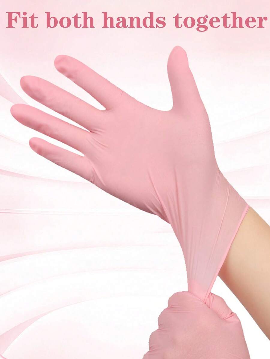 50/100 只一次性丁腈手套，粉色，多用途，适用于厨房浴室清洁、洗碗、修指甲、宠物护理耐用家用清洁手套、厨房、食品处理、纹身、美容、染发、美容院清洁用品、家用小工具、家庭清洁、厨房清洁、派对清洁