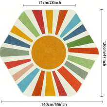 Rainbow Machine Washable Rug For Room, Boho Sun Rug, Non-Slip Sunshine Carpet Small Rug - Multicolor - View 10
