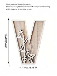 1 Pc Floral Wooden Letters Decor , Wood Alphabet With White Flower Patterns, 26 Letter Custom Name Decoration, Home Decor For Living Room, Bedroom, Entryway, Nursery, Wedding, Party Decoration