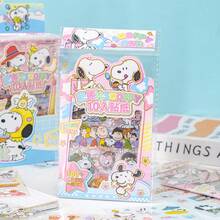 SNOOPY 10片装新款10张史努比系列贴纸可爱趣味PET学生手账贴纸儿童卡通动物贴纸送男女孩小礼物 - 彩色 - 查看 5