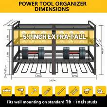 Power Tool Organizer For Tool Storage, Drill Holder Wall Mount With Charging Station, Tool Holder And Storage Rack For Garage Organization, Heavy Duty Metal Tool Shelf With Battery Holder - Black Three-tier Storage Rack - View 7