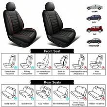 JDWBT Leather Car Seat Covers Full Set Universal, Fit For FIAT Panda, 500L, 500X, Tipo, Bravo, Linea, Stilo, Lancia Ypsilon, Adjustable Front Seats And Back, Automotive 5 Seat Covers All Season, Car Seat Protectors Airbag Compatible - 黑色 - 查看 7