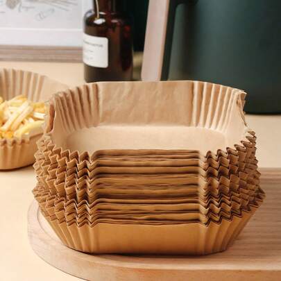 100枚使い捨てエアフライヤーライナー、非粘着性エアフライヤー用紙、簡単な調理、ベーキングに必須のキッチン必需品、オーブン&電子レンジ用エアフライヤーライナー、ハロウィン、感謝祭、クリスマスの饗宴に最適なキッチンアクセサリー、耐油性の包装紙、ホリデーの食事準備を簡素化