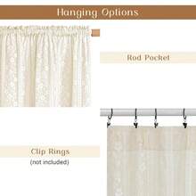 Linen Valances For Windows Double Layers Valance Curtains Farmhouse Kitchen Curtains With Lace, Short Rustic Curtain For Bathroom Window, Kitchen, Cafe, 52 X 18 Inch Rod Pocket 1 Panel, Beige - Beige52Wx18LPackof1 - View 7
