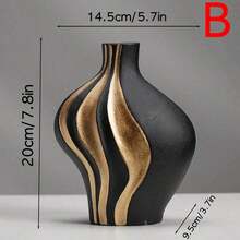 Modern Black Ceramic Gold Flower Vase Art Flower Arrangement Vase Living Room Desktop Decoration Ornament Nordic Bedroom Dining Table White Gold Flower Vase Decoration Gifts Birthday Graduation Home Decor Back To School Room Decor School Supplies Glass Vase