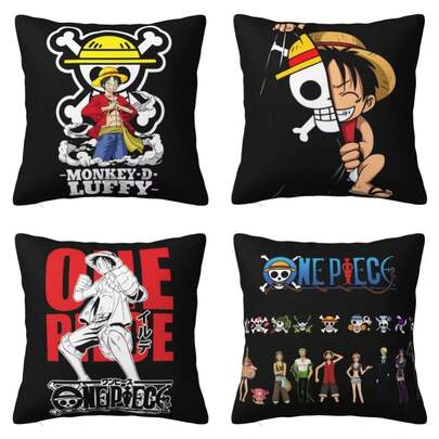 Fronha personalizada de caveira pirata, peça única, decoração para casa, moda japonesa, anime, almofada para áreas externas, fronha quadrada, adequada para sala de estar, quarto, fronha decorativa (núcleo de travesseiro não incluído)