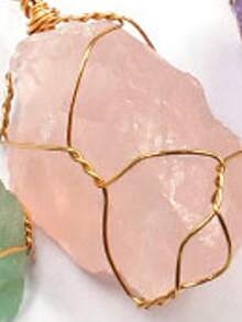 1pc Asymmetrical Quartz Wire Wrap Pendant Necklace, Healing Energy Jewelry Gift For Women