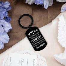 1pc Son Gifts Inspirational Son Keychains Funny Gifts For Sons From Mom Birthday Christmas Valentine's Day Graduation Gift For Him - Black - View 2