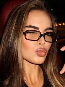 1pc Women's Elliptical Small Oval Frame Personalized Street Snap Concave Shape Clear Glasses Summer Study Accessories Glasses Accessories For Women