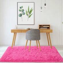 Soft Modern Indoor Shaggy Rug For Bedroom Livingroom Dorm Kids Room Home Decorative, Non-Slip Plush Fluffy Furry Fur Area Rugs Comfy Nursery Accent Floor Carpet 3x5 Feet, Hot Pink - 亮粉紅色 - 查看 7