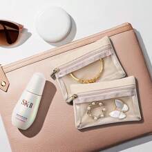 1/Travel Jewelry Bag, Transparent Zipper Pocket, Necklace. Bracelet. Earrings. Earrings. Watch Storage Bag, Jewelry Storage Bag Travel Women's Storage Box Girl Gift - 杏色 - 查看 8