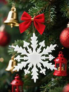 6Pcs Christmas Glitter Snowflake Ornaments, Plastic Snowflake Decorations For Christmas Tree New Year Holiday Party Decor Glitter Snowflake Ornament Plastic Glittered Snowflake Ornaments Sparkling Christmas Tree Decorations For Christmas Tree Decoration Wedding,Thanksgiving,Party