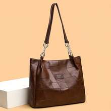 Women Shoulder Bag, Large Capacity Letters Handbag Soft Tote Bag for Casual Daily - Marrón claro - Ver 3