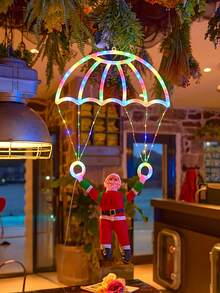 1 Pieza Luz de paracaídas de Papá Noel, Diseño creativo de paracaídas de Papá Noel, Alimentado por USB, Múltiples modos de iluminación, Adecuado para decoración de invierno y Navidad, Se puede usar para decoración de árbol de Navidad, sala de estar, dormitorio, comedor, decoración de vidrio y pared, decoración de escaparate de tienda, decoración de porche exterior, hermosa utilería para fotos - paracaídas - Ver 11