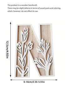 1 Pc Floral Wooden Letters Decor , Wood Alphabet With White Flower Patterns, 26 Letter Custom Name Decoration, Home Decor For Living Room, Bedroom, Entryway, Nursery, Wedding, Party Decoration