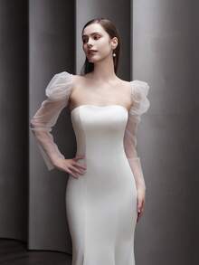 1 Pair Romantic Tulle Puff Princess Sleeve Bridal Arm Warmers, Fashion Wedding Bride Arm Cuffs, Party Dress Accessories - Multicolor - View 6