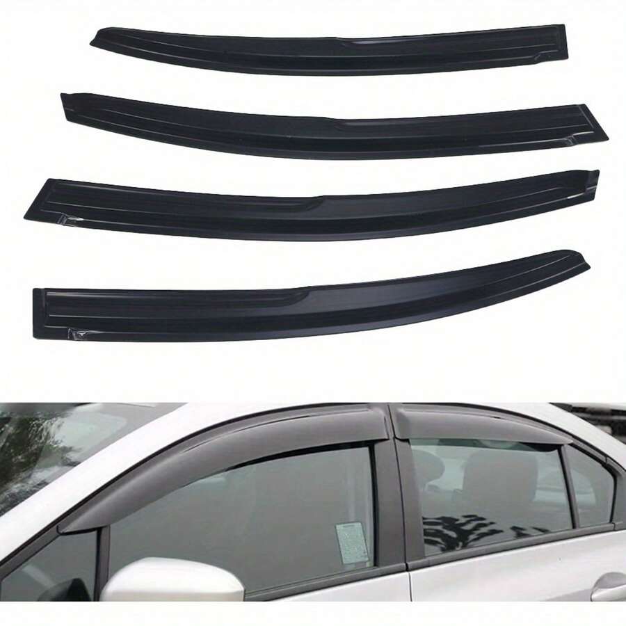 2012 - 2015  Civic Sedan Side Window Deflectors - Effective Rain & Sun Protection, Ventilation And Shading, Durable And Reliable - Black - View 1