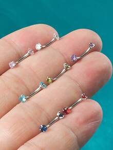 1pc Gradient Colorful Stainless Steel Tragus Earring, Suitable For Daily Wear
