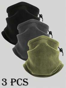 Musion 1pc Multifunctional Fleece Neck Warmer, Windproof And Breathable Face Mask, Suitable For Winter Skiing, Fishing, Hiking, Cycling - Black - View 13