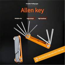 DINGQI 8pcs/Set Anti-Slip Foldable Multi-Size Hex, Star Wrench Set, Suitable For Home Repair, Bicycle Maintenance, Outdoor Carry, Convenient Pocket-Sized Repair Tool - Multicolor - View 1