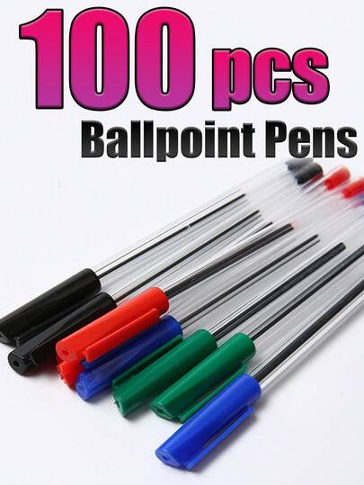 100 Pcs Ballpoint Pens Watertight Creative Plastic Ballpoint Pens For Male And Female Students, Writing, Note-Taking, Marking, Drawing,Stationery,School Supplies Back To School