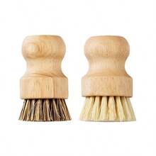 1 pieza/2 piezas Cepillo de fibra de sisal de mango corto de madera, cepillo de limpieza de fibra de coco para tazones y platos del hogar, almohadilla de limpieza de cocina