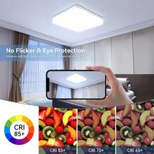 110V/220V 通用 LED 吸顶灯，方形/圆形白光灯具，6500K 明亮照明，适用于家庭、卧室、客厅、走廊、厨房、浴室、公寓、阳台、办公室 - LED白框吸頂燈 - 查看 7