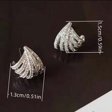 1Pair Of Stylish Earrings For Ladies With Dazzling Synthetic Zirconia Inlaid Claw-Shaped Earrings Showcasing Women's Unique Jewelry Ideal Gift - Bạc - Xem 2