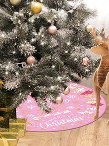 1 Stück Weihnachtsbaum Rock Kurzer Plüsch Weihnachtsbaum Matte Fröhliche Weihnachten Baumkragen für Winterurlaub Zuhause Weihnachtsbaum Dekorationen Zubehör (Rosa) - Verschiedenfarbig - Übersicht 2