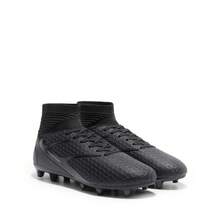 Men's Soccer Cleats, Athletic High-Top Spikes Football Shoes Outdoor Indoor Professional Training Sneakers PU Leather - Black - View 5