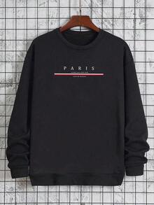 Sudadera holgada con forro para hombre con estampado de letras