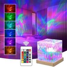 1 Stück 16-Farben kabelloses Nordlicht & Sternenhimmel Projektionslampe mit Fernbedienung - USB betrieben, dimmbar, RGB LED Tischlampe, geeignet für Schlafzimmer, Spielzimmer, Party, Valentinstag & Neujahr Dekorations-Geschenk, kabellose Beleuchtung für den Innenbereich