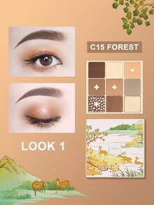 CATKIN 9-Color Matte & Shimmer Eyeshadow Palette, High Pigment Matte & Pearl Eyeshadows, Neutral Eyeshadow Palette, C15 Forest - C15 Forest - 查看 8