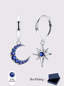 1 对 925 纯银耳环，适合女士，夜光萤火虫形状，闪耀方晶锆石，优雅耳环，珠宝礼品，适合日常派对购物佩戴