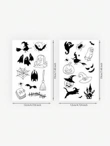 1 Piece Of Halloween Funny Witch Ghost Pumpkin Bat Spider Web Halloween Night Decoration Temporary Tattoo Sticker Suitable For Cosplay Halloween Cartoon Decoration Party Tattoo Waterproof And Sweatproof Suitable For People