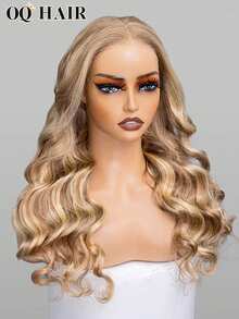 OQ Hair Wear Go 无胶假发 混合颜色金色和棕色亮点头发波浪 6*4 高清蕾丝前假发 180% 密度 22-28 英寸人发假发 未处理处女发假发 正面人发 真人发假发 可穿戴无胶假发 人发免费礼品 免费送货 万圣节服装 人发假发 万圣节旅行必需品 Y2K Turn Up Baddie 女士假期 - S4/27/613 - 查看 4