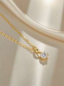 1 925 Silver 0.5ct 6 Claw Round Transparent Colorless Mosan Diamond Necklace, Suitable For Wedding Brides.