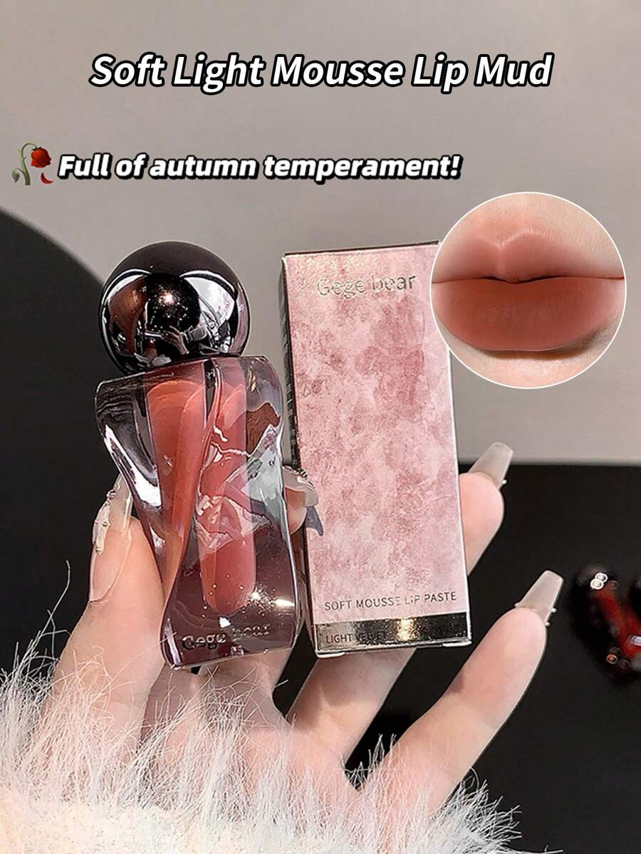 Gege Bear 1 pieza Labial de terciopelo suave y mate, de larga duración, a prueba de manchas, de color natural, versátil, producto de maquillaje - Multicolor - Ver 1