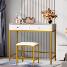 Favourite Gift Computer Desk Writing Table Home Office Desk Vanity Desk With 2 Drawers+Stool - White - View 2
