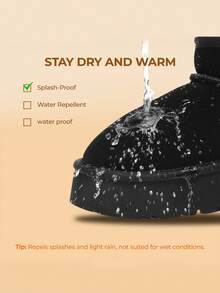 Women's Snow Boots Genuine Suede, 1.5 Inch Platform Fuzzy Winter Water Resistant Mini Ankle Boots Stable Lightweight Booties Anti-Slip With Memory Foam Festival Outdoor Boots - màu đen - Xem 2