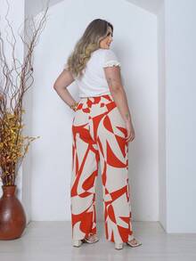 Duna Women's Plus Size Printed Wide Leg Pants - 紅陶 - 查看 3