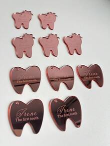 5/10pcs Personalized Acrylic Name Plate Display, Customized Baby's First Tooth Keepsake Decor, Fairy Theme Party Gift, First Tooth Decoration, Fairy Tooth Gift Decor, Christmas Gift, Christmas Decoration - Multicolor - View 4