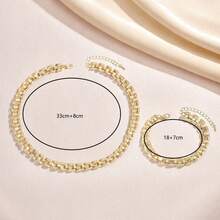 مجموعة مجوهرات عقد + سوار أنيقة بسيطة، طراز معدني أنيق بسيط، سبيكة حديد بشكل هندسي مربع، سلسلة كوبية مربوطة، مناسبة للاستخدام اليومي والشارع والمهرجانات، هدية للأصدقاء، إكسسوار متعدد الاستخدامات