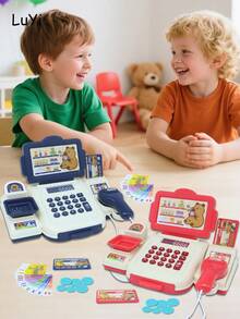 玩具超市收银台玩具套装，包括扫描、称重和结账模拟，家庭互动游戏，角色扮演玩具，男孩和女孩的生日/节日礼物