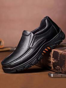 男士耐用徒步、徒步旅行、休闲皮鞋、透气、中厚鞋底、适合中老年人、新品上市 - 黑色 - 查看 13